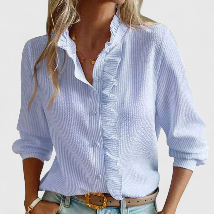 ELYRA™ | Long Sleeve Lightweight Cotton Blouse