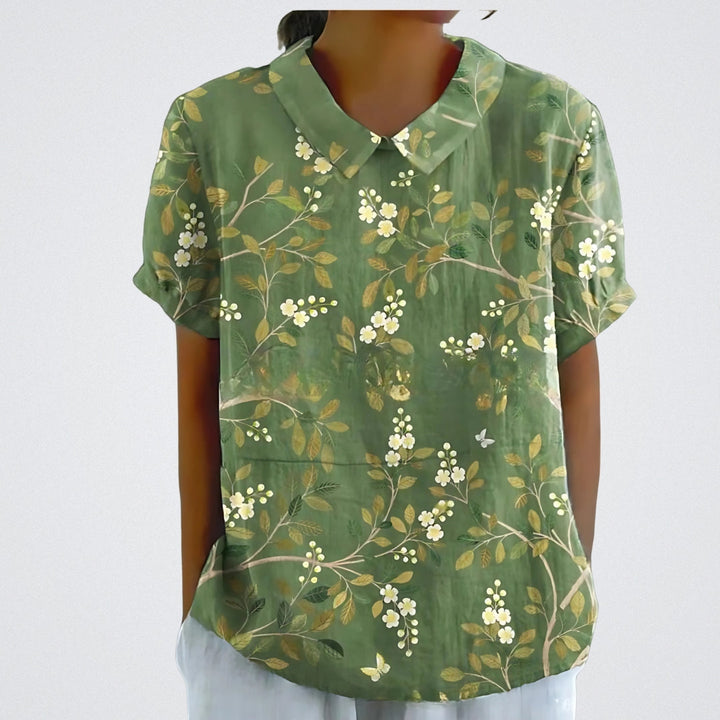 ELYRA™ | Floral Linen Blouse