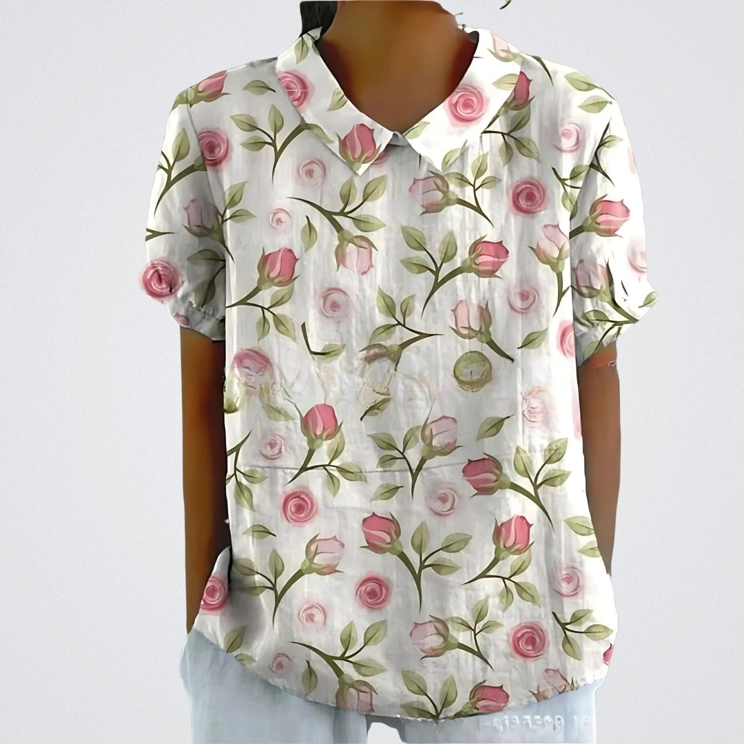 ELYRA™ | Floral Linen Blouse