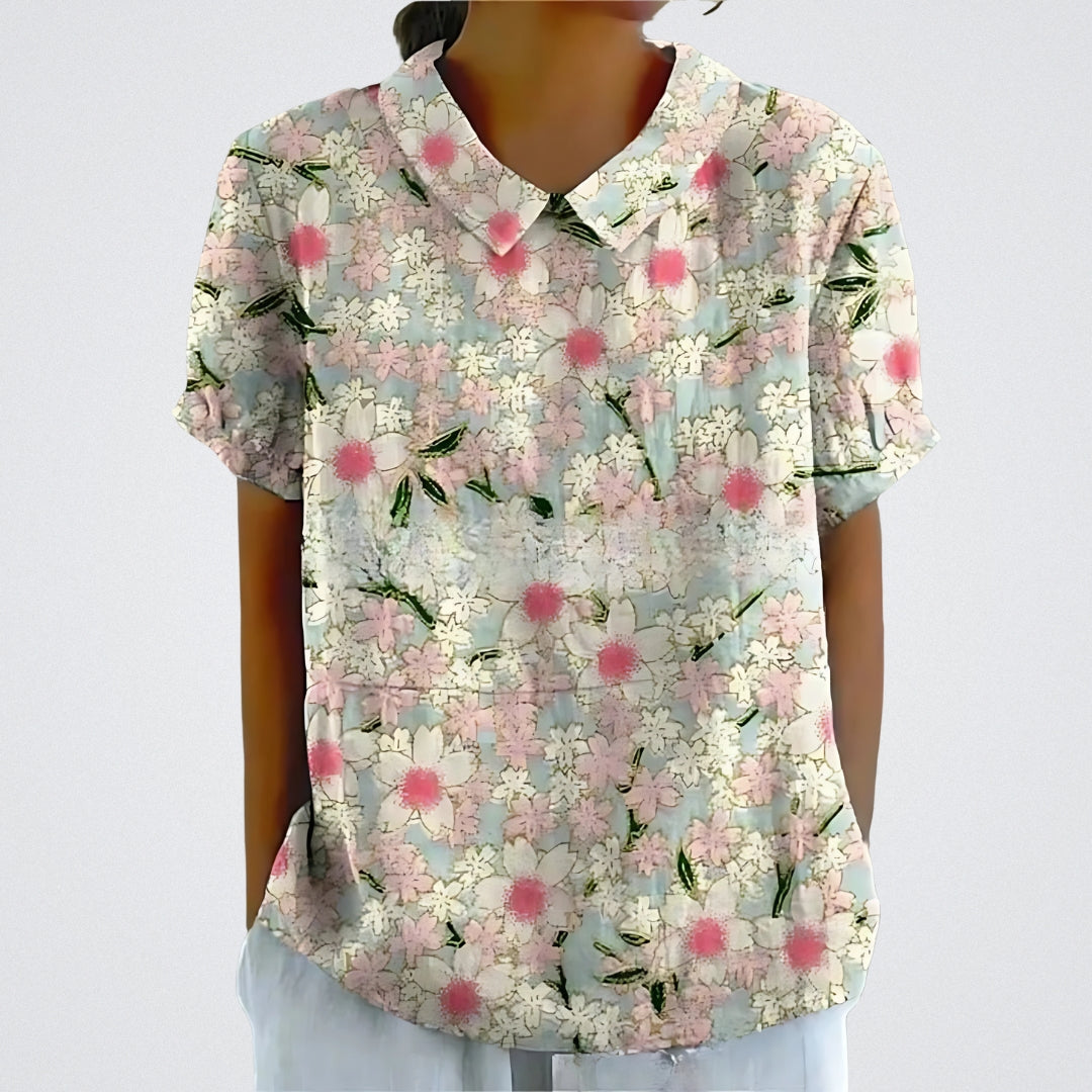 ELYRA™ | Floral Linen Blouse