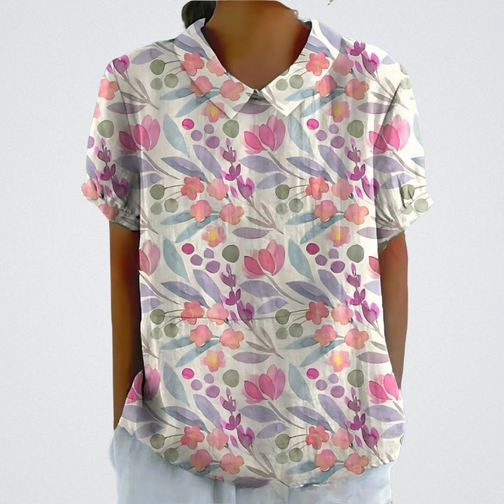 ELYRA™ | Floral Linen Blouse