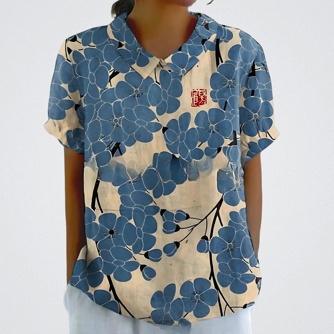 ELYRA™ | Floral Linen Blouse