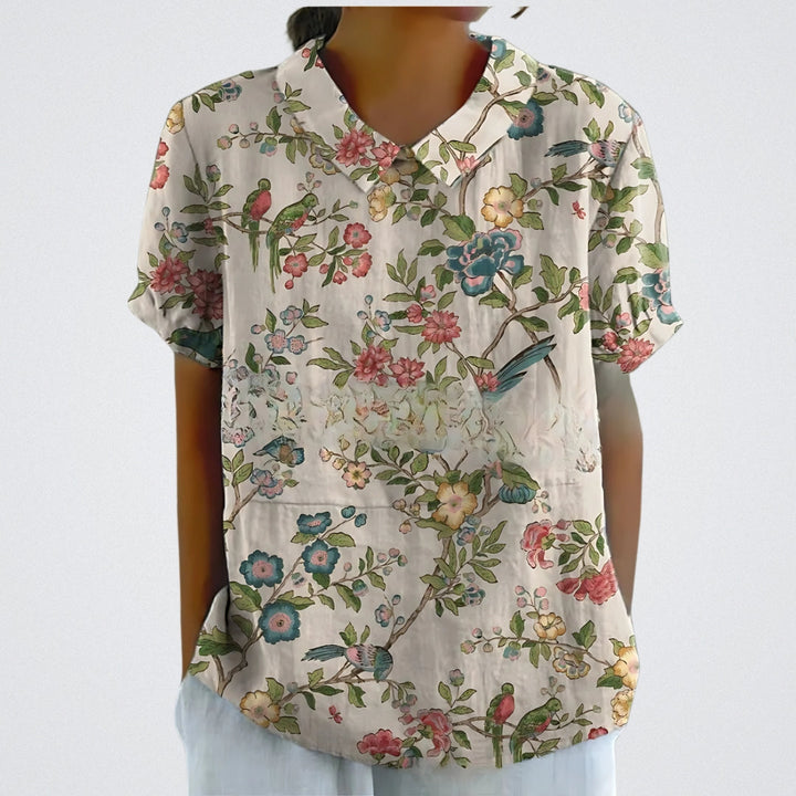 ELYRA™ | Floral Linen Blouse