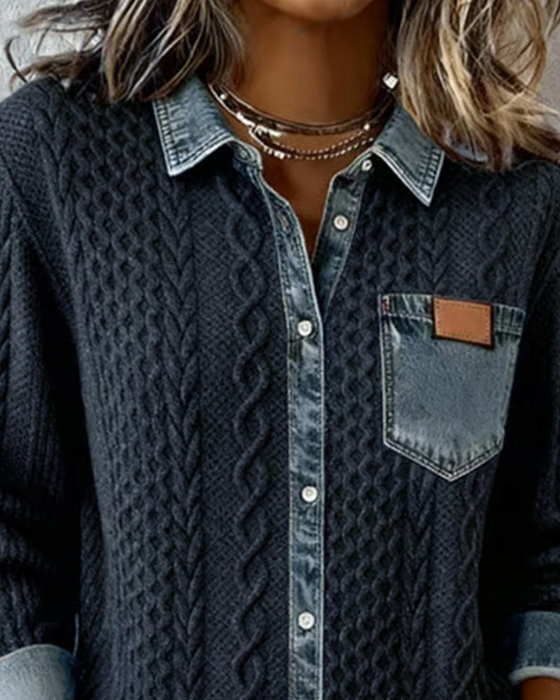 Juliane | Gestrickter Denim-Pullover