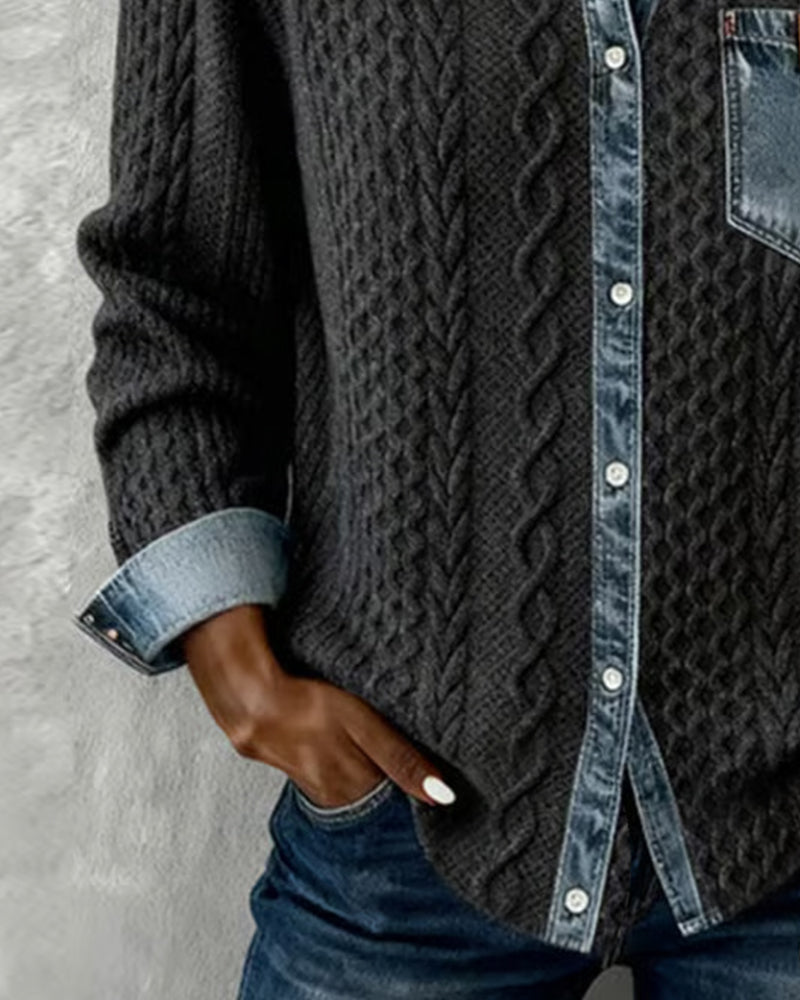 Juliane | Gestrickter Denim-Pullover