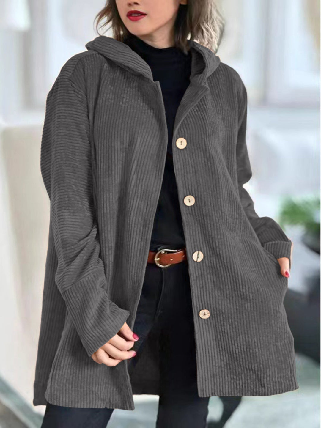 ELYRA™ | Kuschelige Cordjacke mit Kapuze