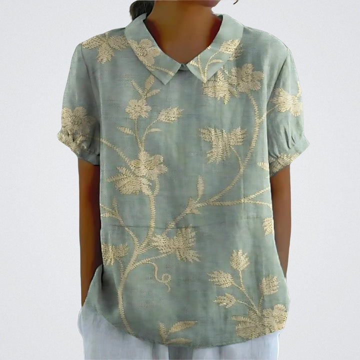 ELYRA™ | Floral Linen Blouse