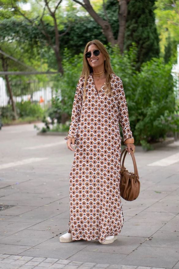 ELYRA™ | Brown Print Dress