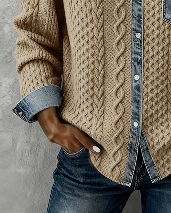 Juliane | Gestrickter Denim-Pullover