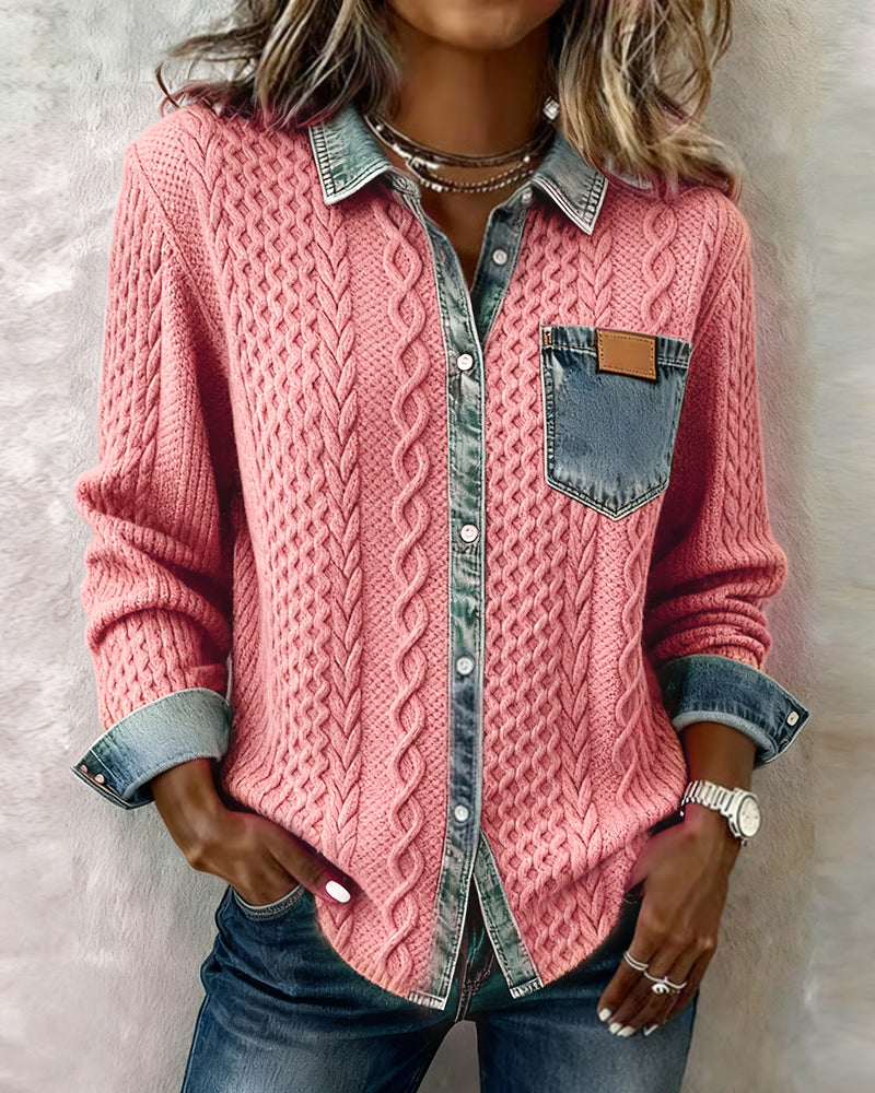 Juliane | Gestrickter Denim-Pullover