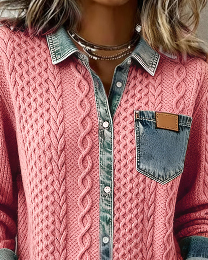 Juliane | Gestrickter Denim-Pullover