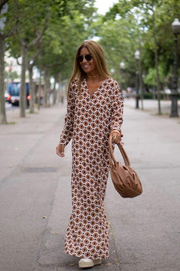 ELYRA™ | Brown Print Dress