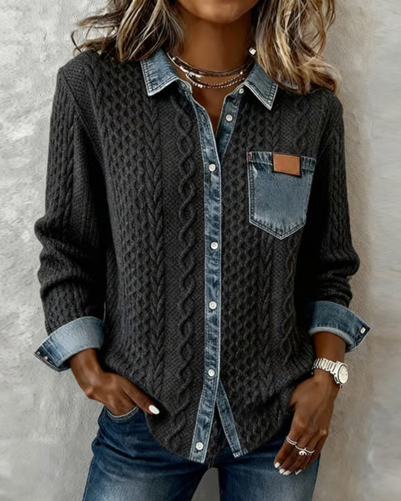 Juliane | Gestrickter Denim-Pullover