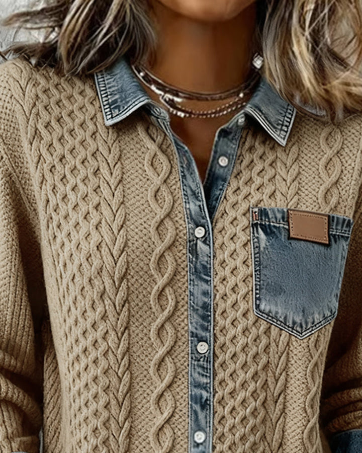 Juliane | Gestrickter Denim-Pullover