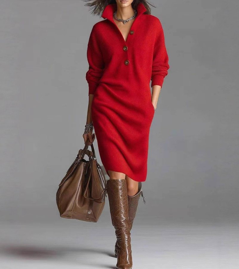 Toshiko | Elegant Knitted Long Sleeve Dress