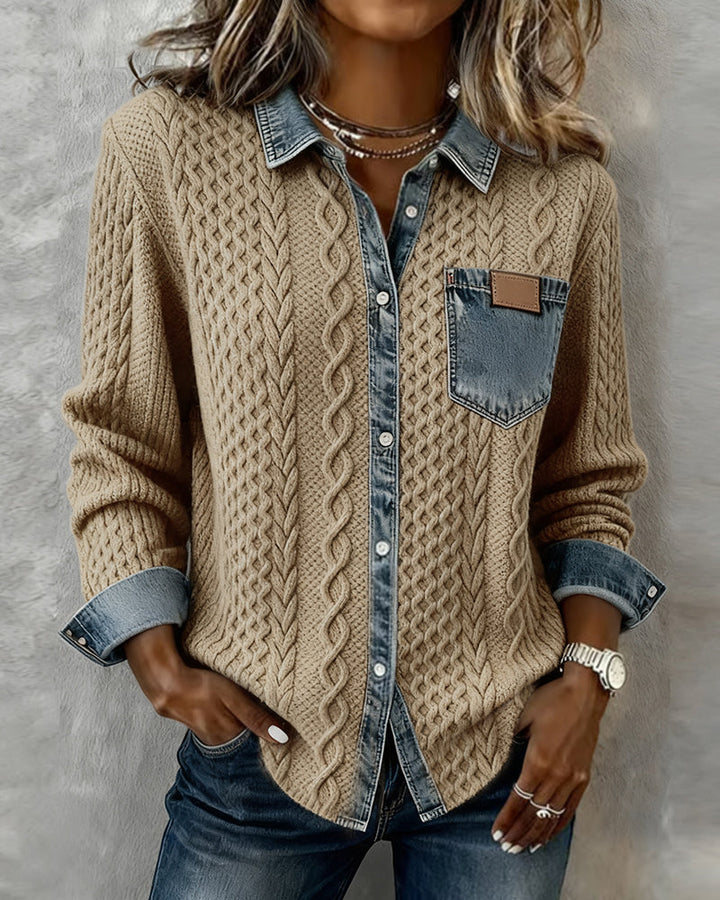 Juliane | Gestrickter Denim-Pullover
