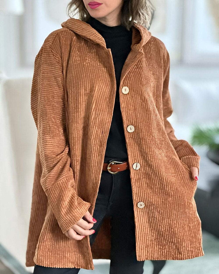 ELYRA™ | Kuschelige Cordjacke mit Kapuze