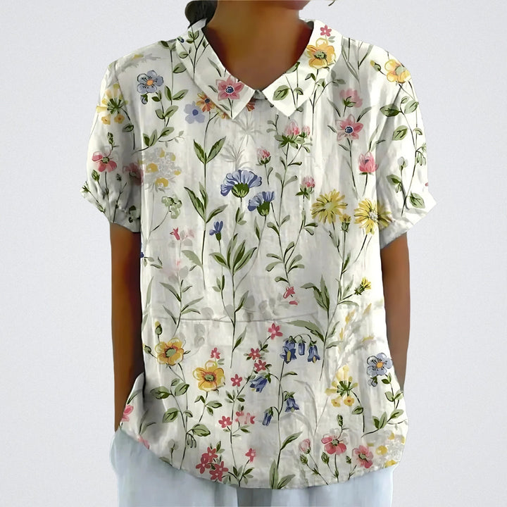ELYRA™ | Floral Linen Blouse