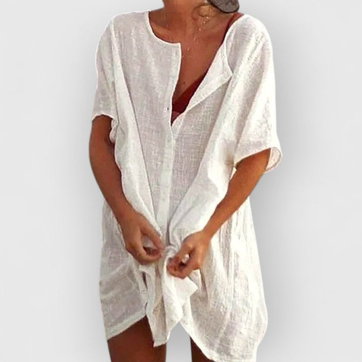 ELYRA™ | Short Cotton Dress with Short Sleeves