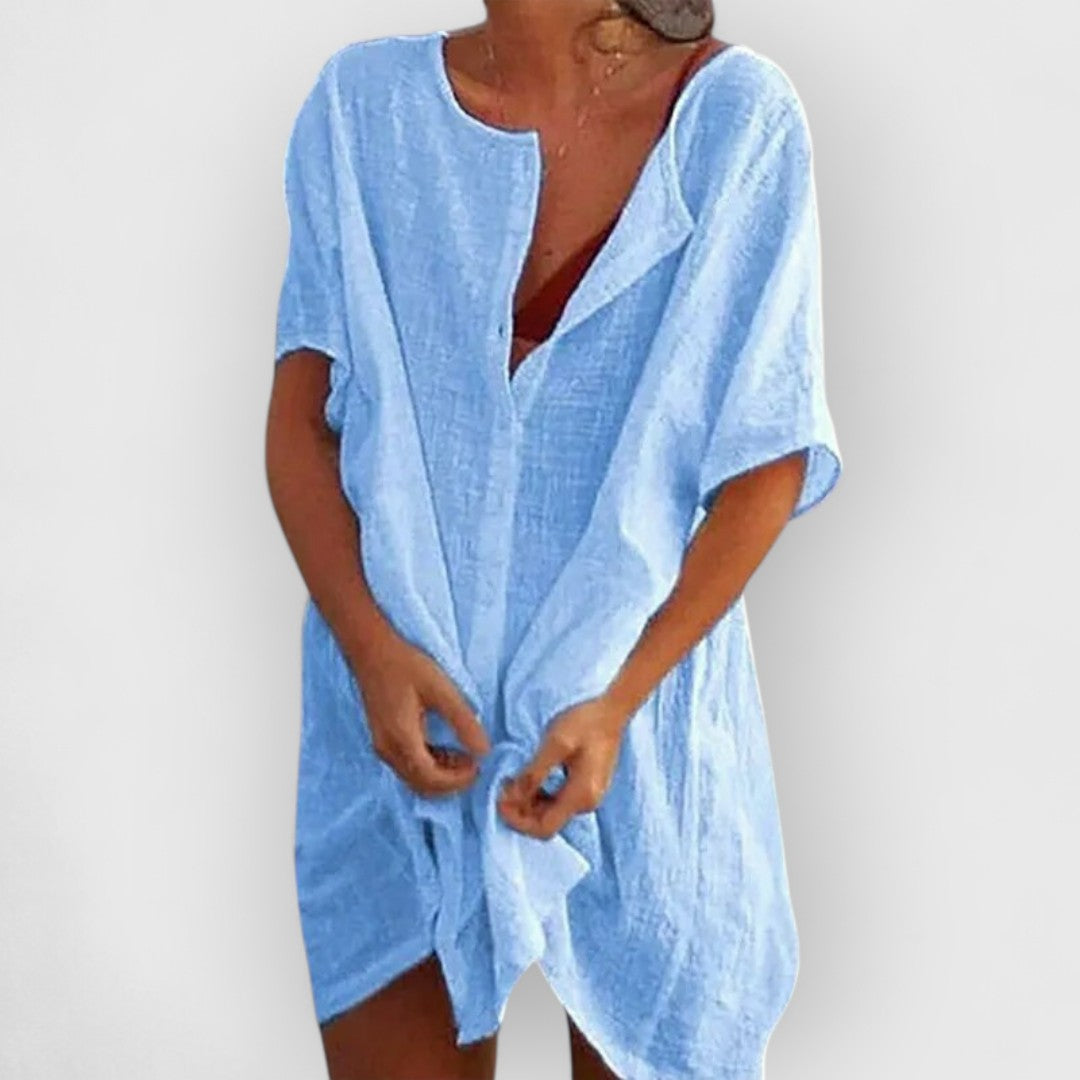 ELYRA™ | Short Cotton Dress with Short Sleeves