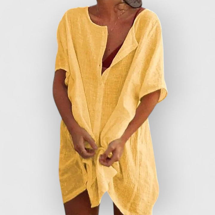 ELYRA™ | Short Cotton Dress with Short Sleeves