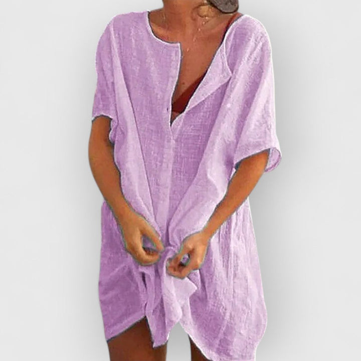 ELYRA™ | Short Cotton Dress with Short Sleeves