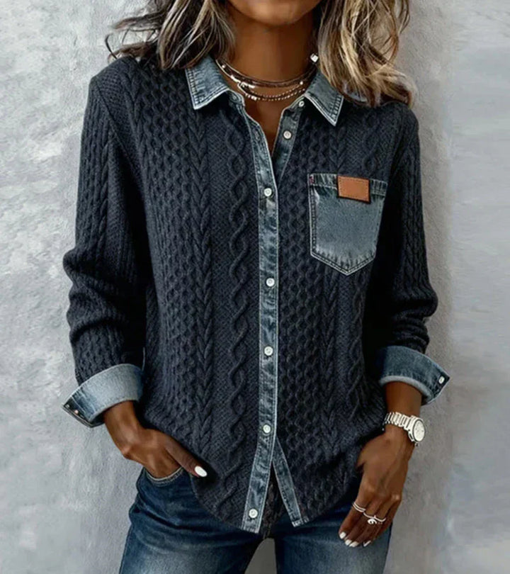 Juliane | Gestrickter Denim-Pullover