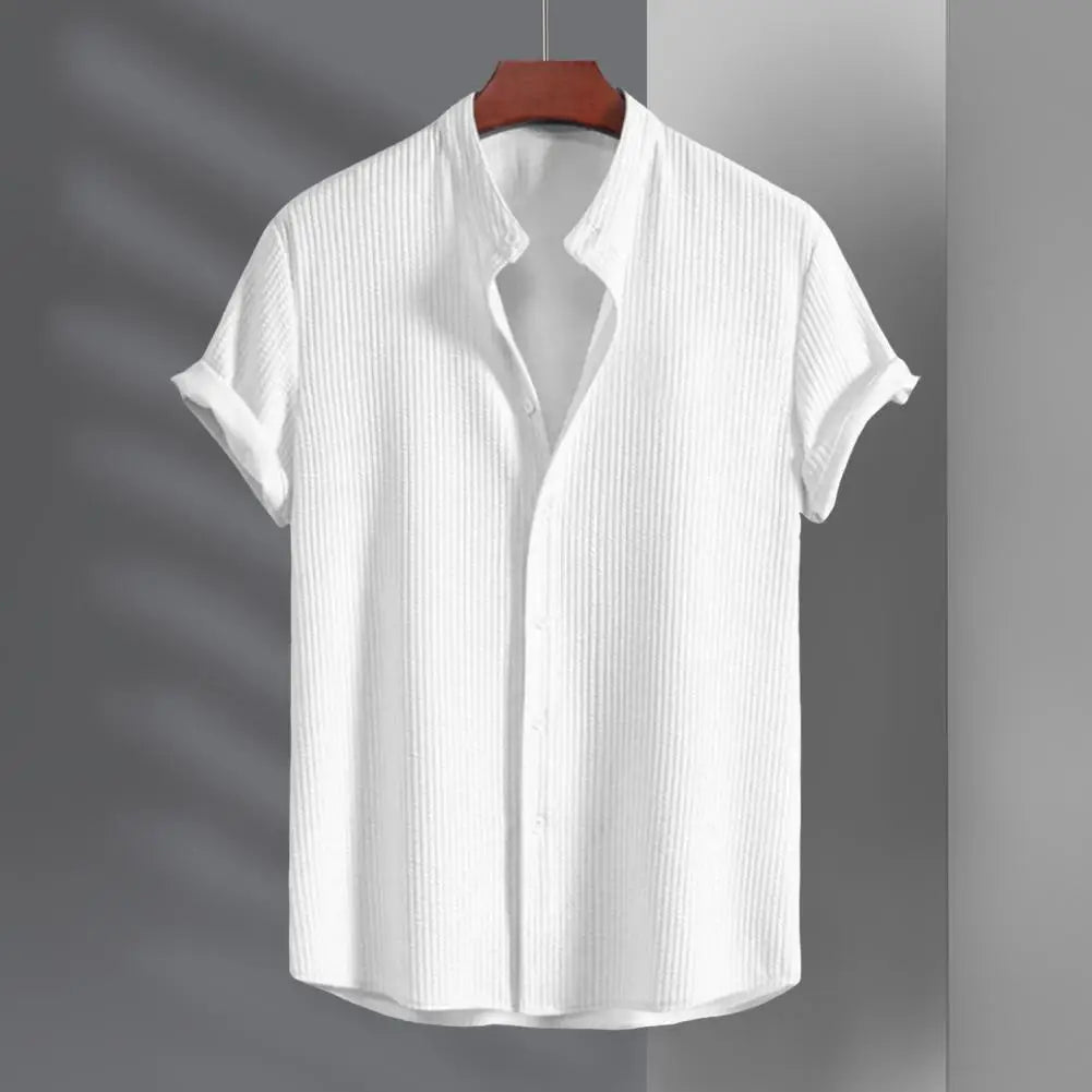 Herren Kurzarm Casual Hemd | Texturiert
