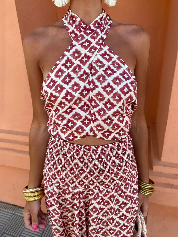 ELYRA™ | Halter Neck Set with Desert Flower Look