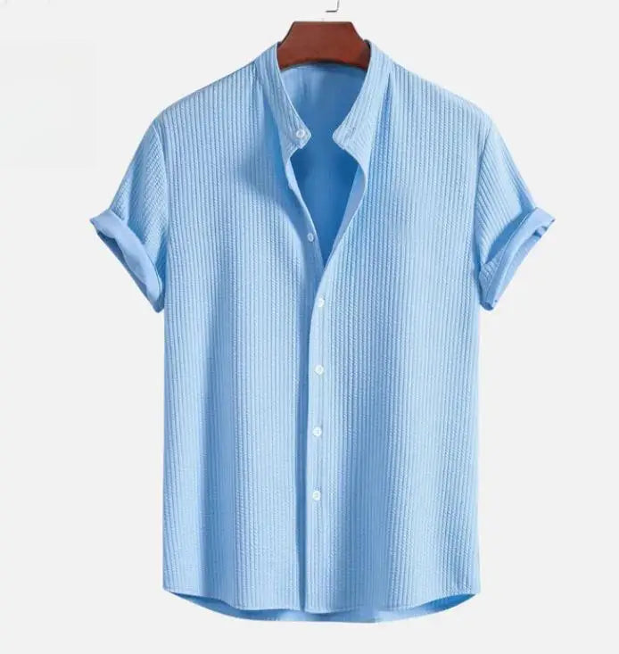Herren Kurzarm Casual Hemd | Texturiert