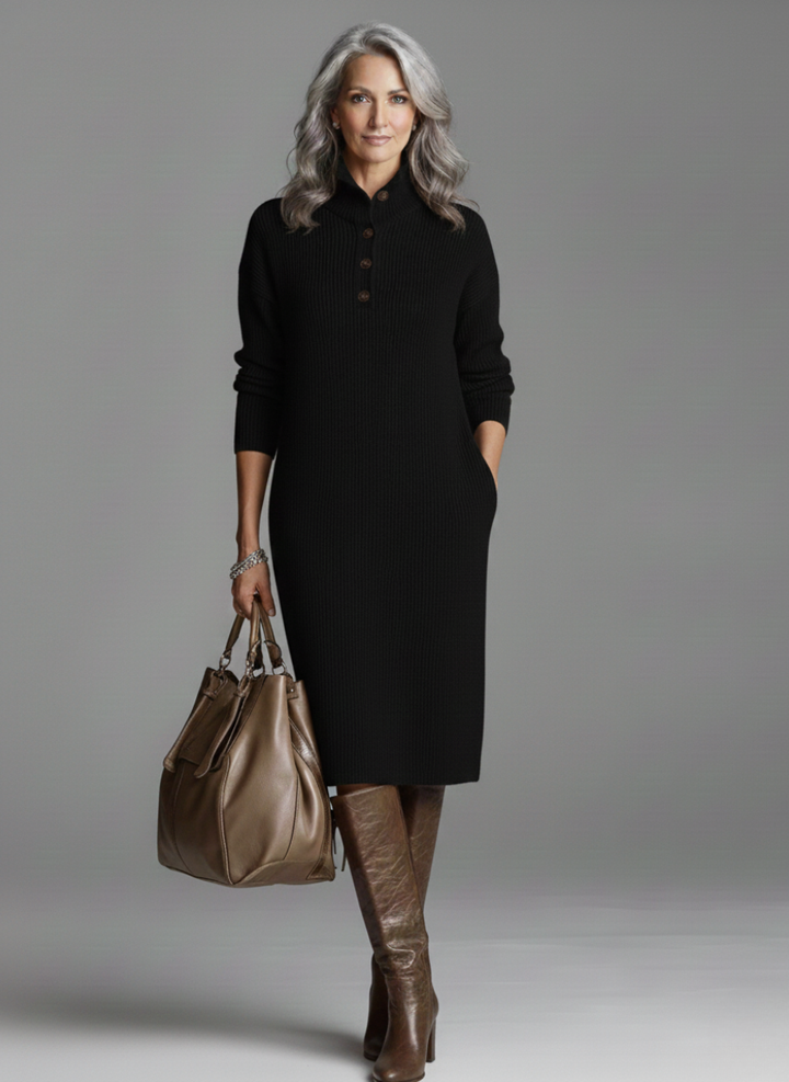 Britt | Schickes geripptes Midikleid
