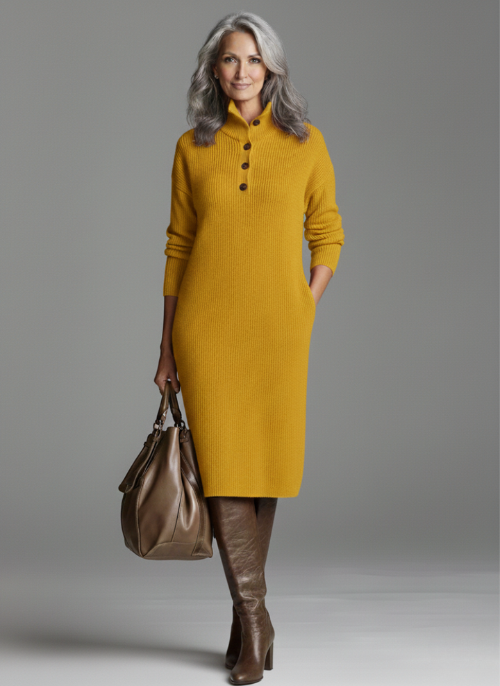 Britt | Schickes geripptes Midikleid