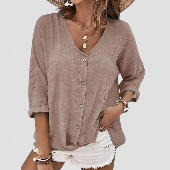 ELYRA™ | Handcrafted V-Neck Blouse