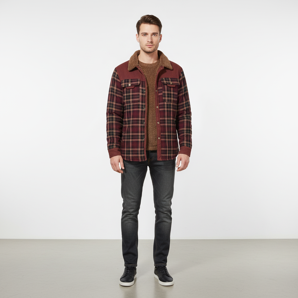 Herren Karo Hemdjacke | Langarm