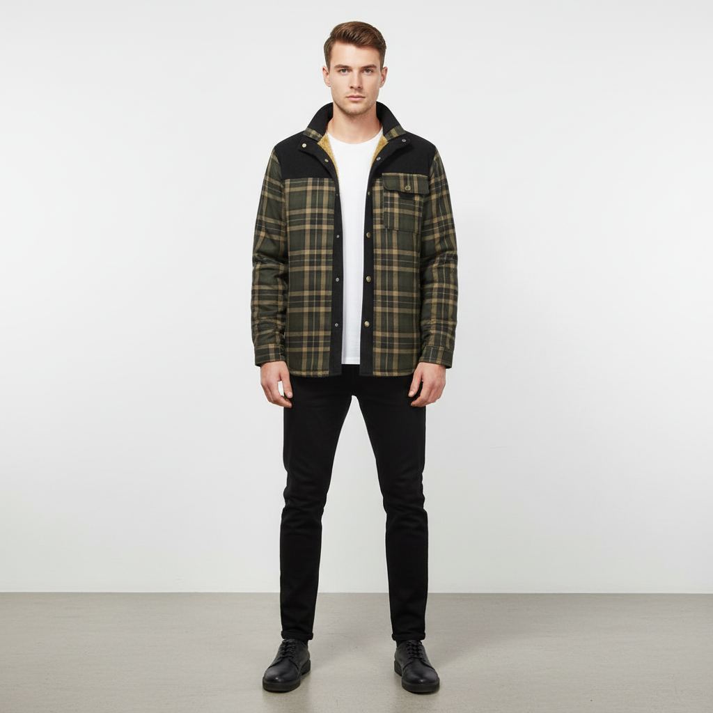 Herren Karo Hemdjacke | Langarm