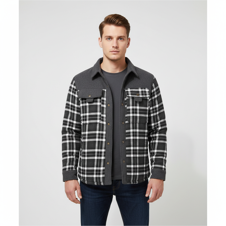Herren Karo Hemdjacke | Langarm