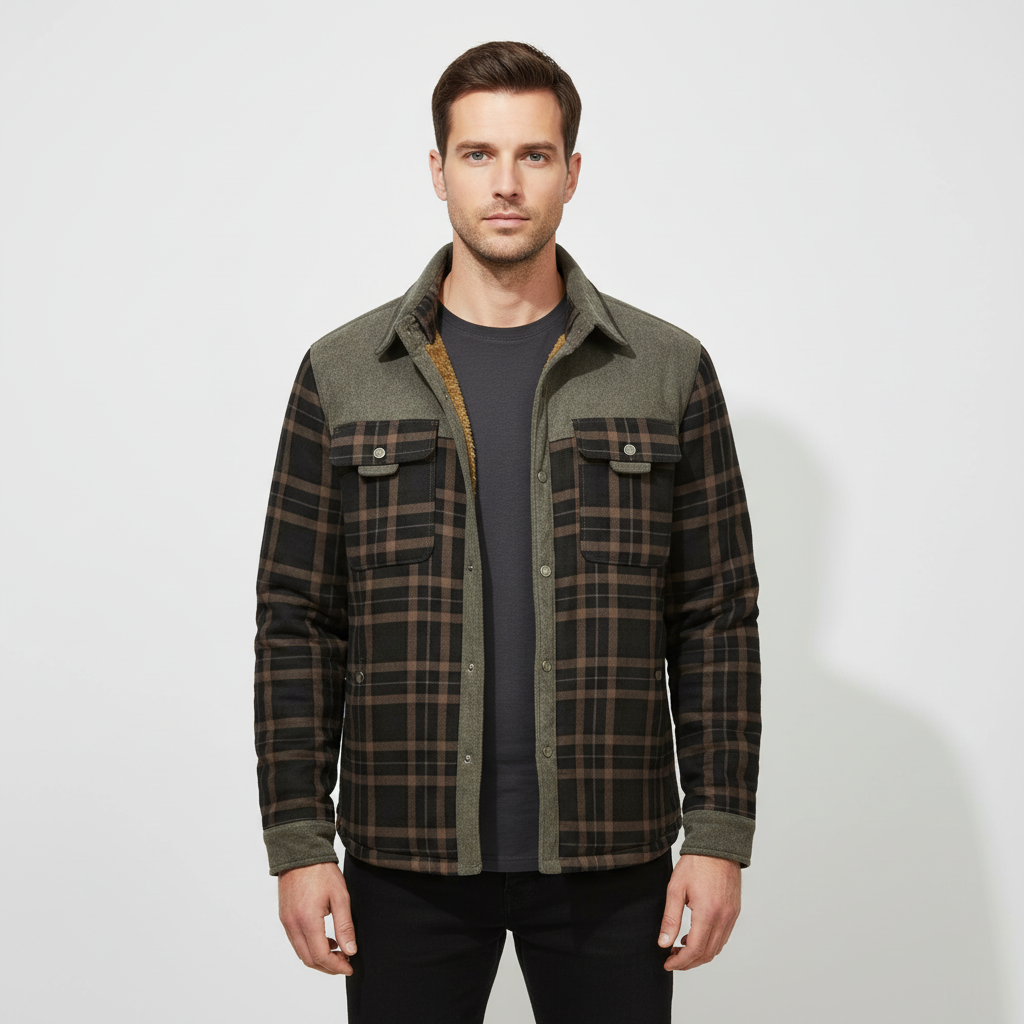 Herren Karo Hemdjacke | Langarm