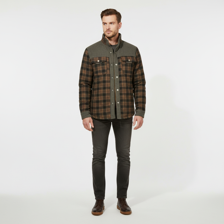 Herren Karo Hemdjacke | Langarm