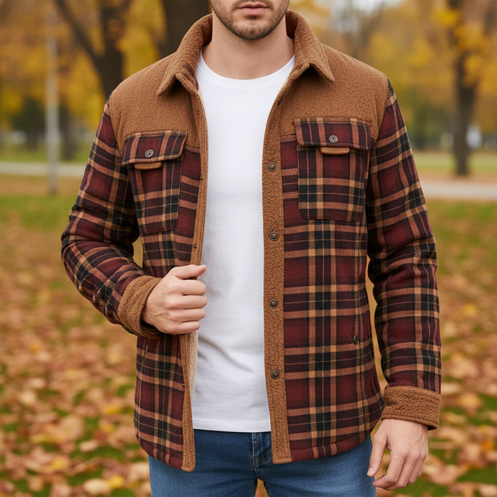 Herren Karo Hemdjacke | Langarm