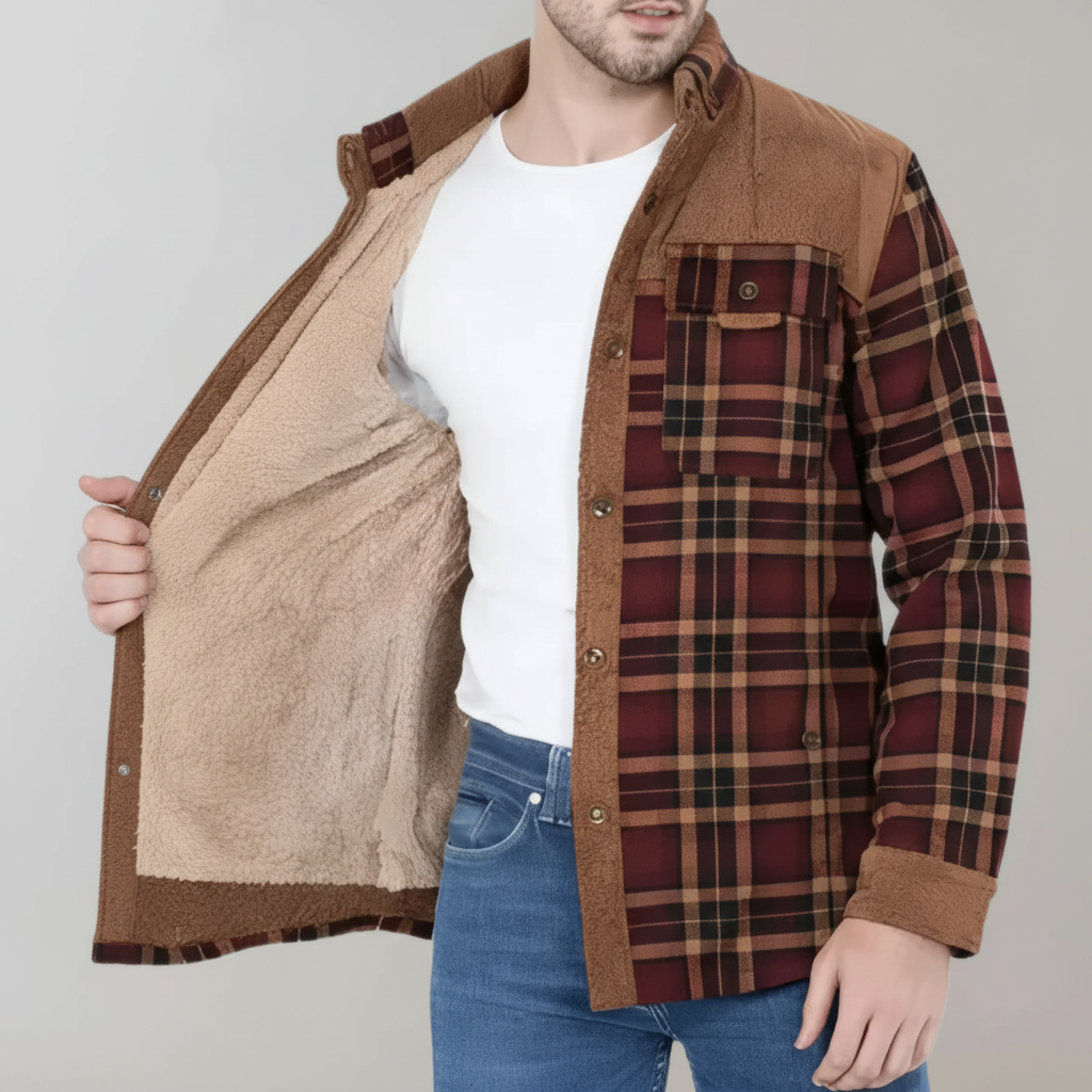 Herren Karo Hemdjacke | Langarm
