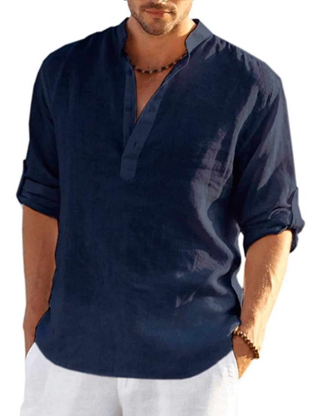 Herren Sommer Henley Shirt | Langarm
