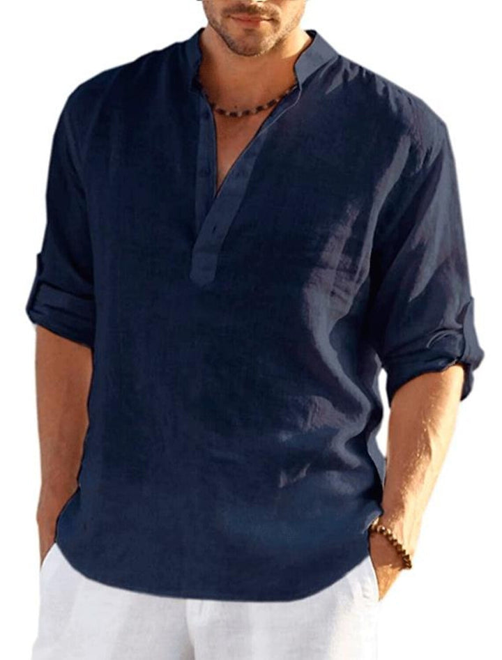 Herren Sommer Henley Shirt | Langarm