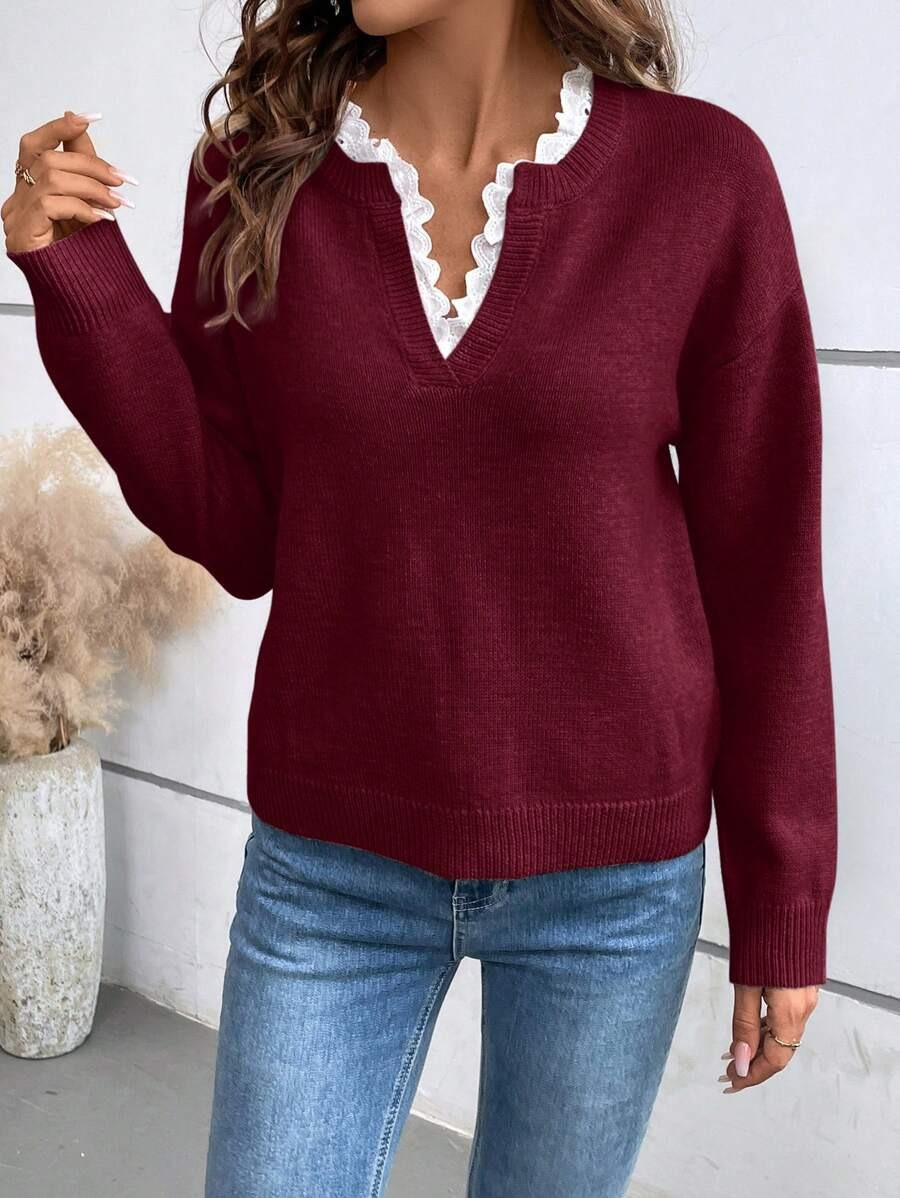 Eleganter V-Ausschnitt-Pullover