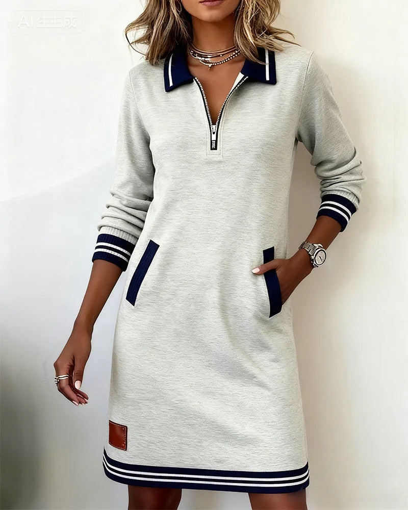 Olivia | Schickes Baumwollkleid mit langen Ärmeln