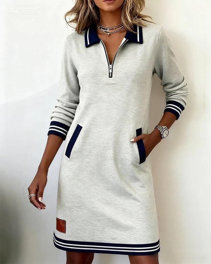 Olivia | Schickes Baumwollkleid mit langen Ärmeln