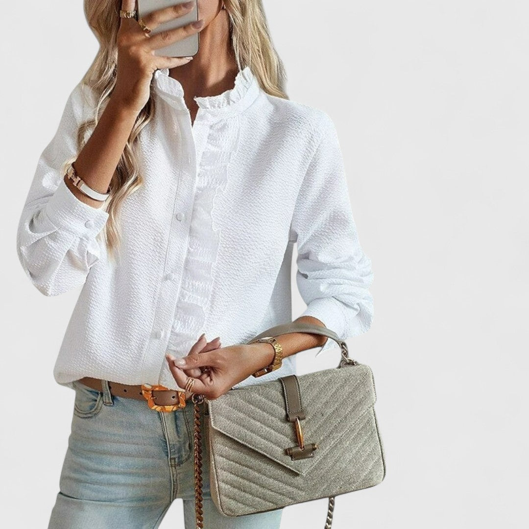 ELYRA™ | Long Sleeve Lightweight Cotton Blouse