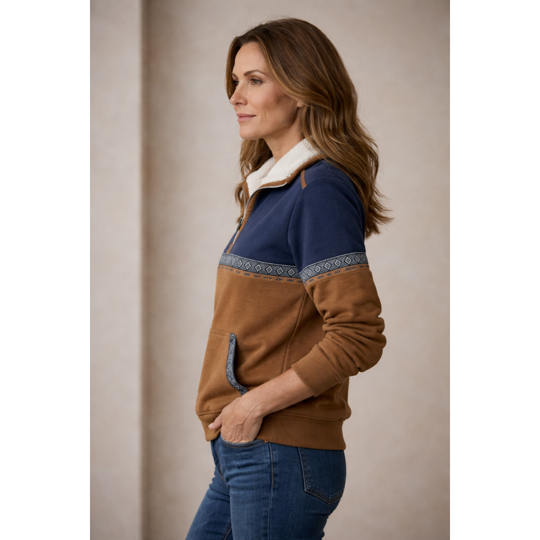 Rosa | Bequemer Pullover mit Reißverschluss