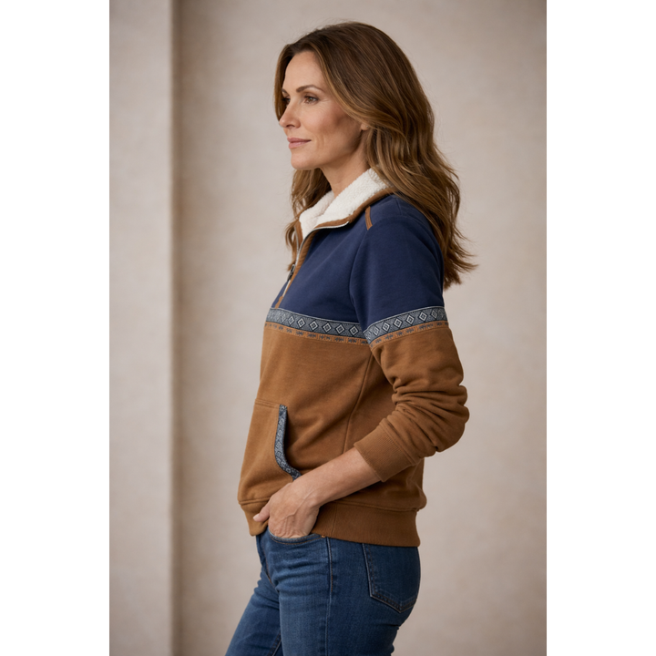 Rosa | Bequemer Pullover mit Reißverschluss