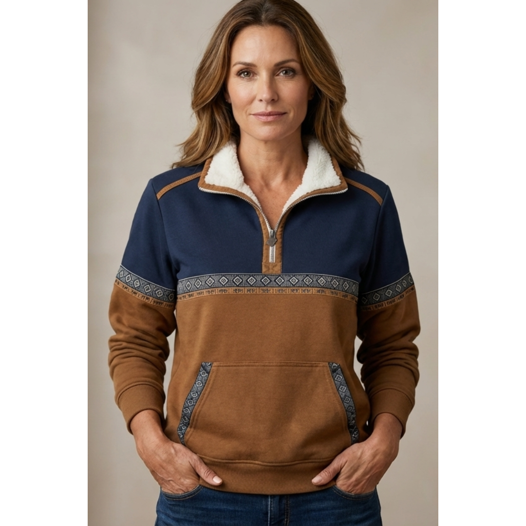 Rosa | Bequemer Pullover mit Reißverschluss