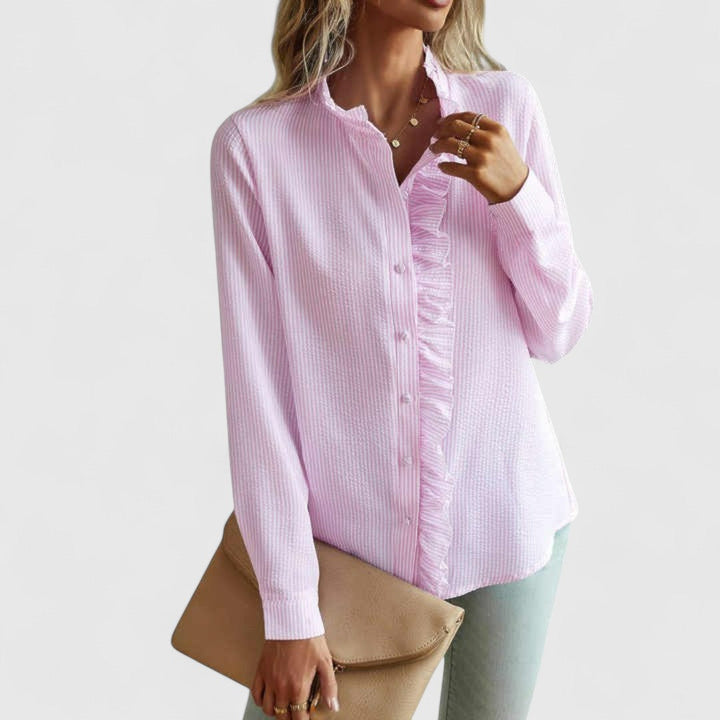 ELYRA™ | Long Sleeve Lightweight Cotton Blouse